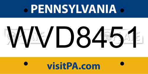 WVD8451 Pennsylvania License Plate