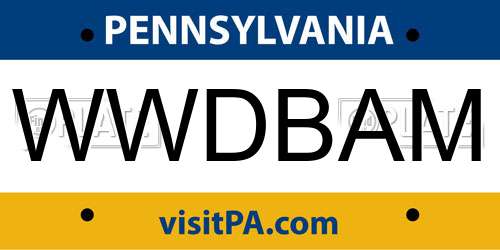 WWDBAM Pennsylvania License Plate