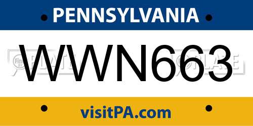 WWN663 Pennsylvania License Plate