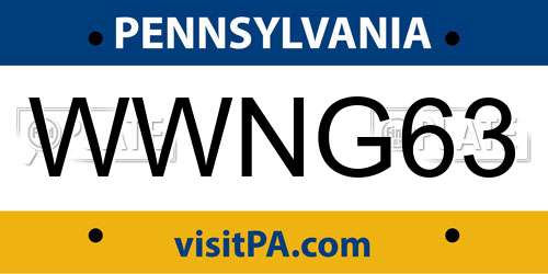 WWNG63 Pennsylvania License Plate