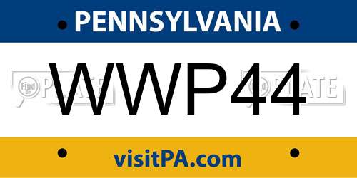 WWP44 Pennsylvania License Plate