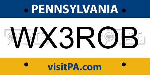 WX3ROB Pennsylvania License Plate