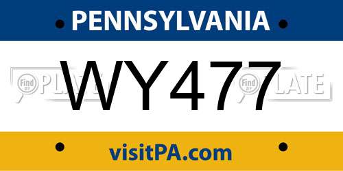WY477 Pennsylvania License Plate
