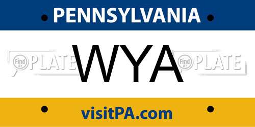 WYA Pennsylvania License Plate