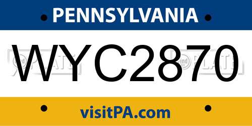 WYC2870 Pennsylvania License Plate