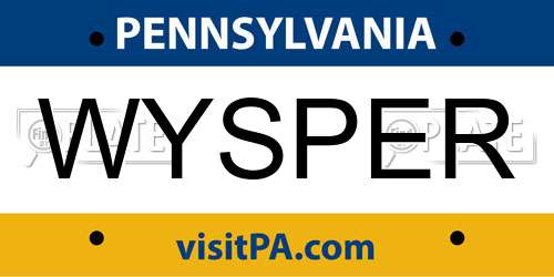 WYSPER Pennsylvania License Plate