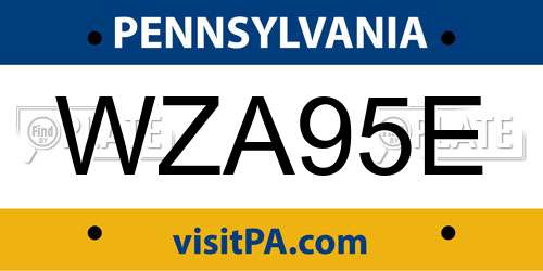 WZA95E Pennsylvania License Plate