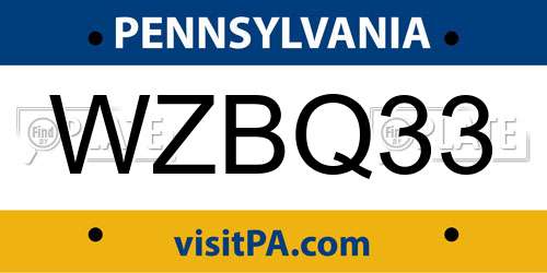 WZBQ33 Pennsylvania License Plate