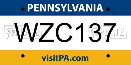 WZC137 Pennsylvania License Plate