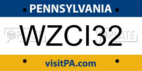 WZCI32 Pennsylvania License Plate