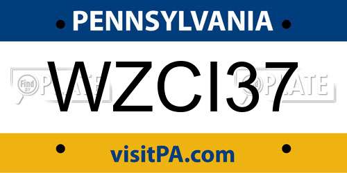 WZCI37 Pennsylvania License Plate