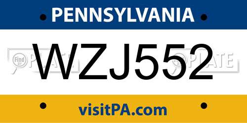 WZJ552 Pennsylvania License Plate