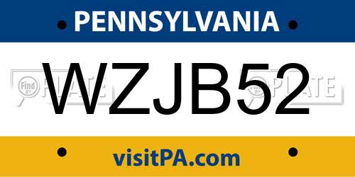 WZJB52 Pennsylvania License Plate