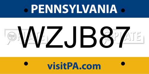 WZJB87 Pennsylvania License Plate