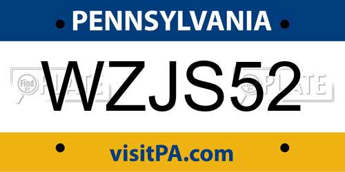 WZJS52 Pennsylvania License Plate