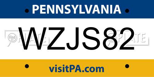 WZJS82 Pennsylvania License Plate