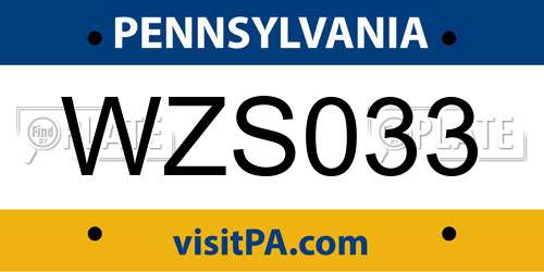 WZS033 Pennsylvania License Plate