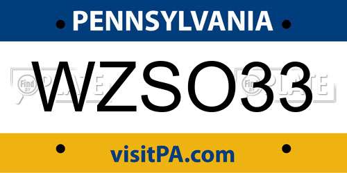 WZSO33 Pennsylvania License Plate