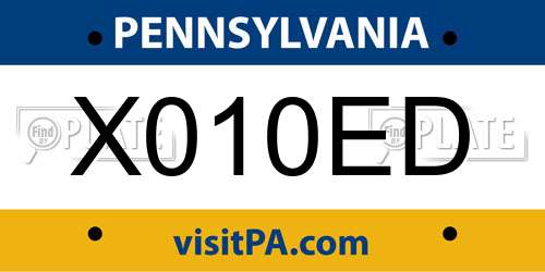 X010ED Pennsylvania License Plate