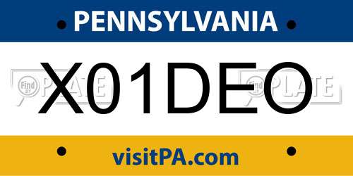 X01DEO Pennsylvania License Plate