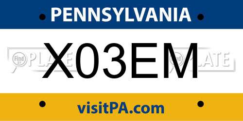X03EM Pennsylvania License Plate