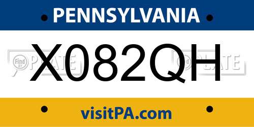 X082QH Pennsylvania License Plate
