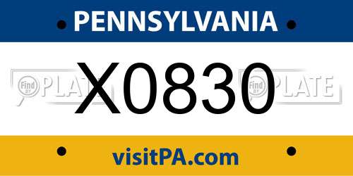 X0830 Pennsylvania License Plate