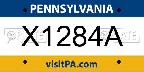 X1284A Pennsylvania License Plate