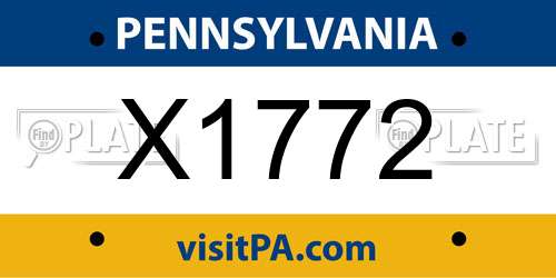 X1772 Pennsylvania License Plate