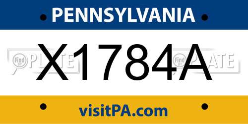 X1784A Pennsylvania License Plate