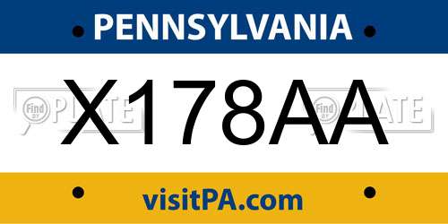 X178AA Pennsylvania License Plate