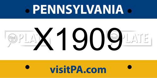 X1909 Pennsylvania License Plate