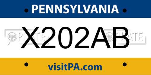 X202AB Pennsylvania License Plate