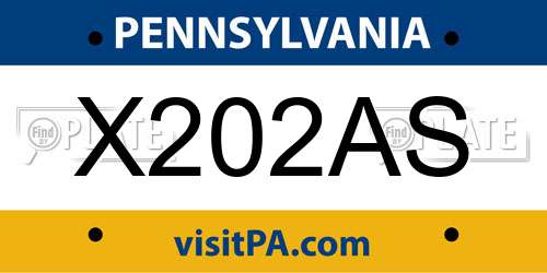 X202AS Pennsylvania License Plate
