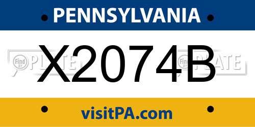 X2074B Pennsylvania License Plate