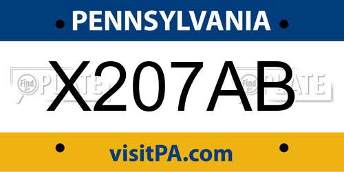 X207AB Pennsylvania License Plate
