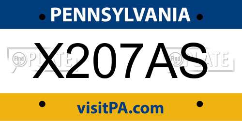 X207AS Pennsylvania License Plate
