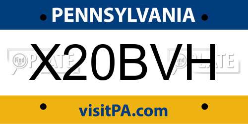 X20BVH Pennsylvania License Plate