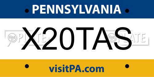 X20TAS Pennsylvania License Plate