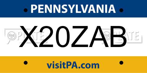 X20ZAB Pennsylvania License Plate