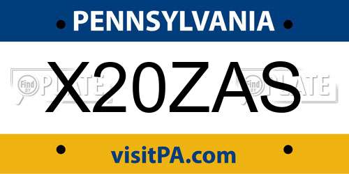 X20ZAS Pennsylvania License Plate