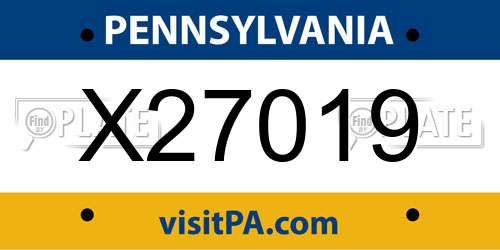 X27019 Pennsylvania License Plate