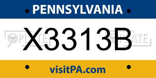 X3313B Pennsylvania License Plate