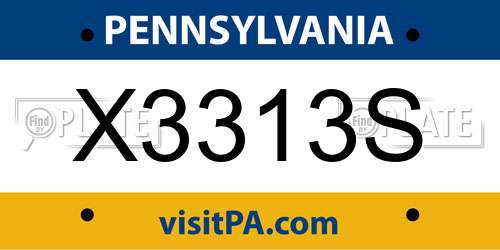 X3313S Pennsylvania License Plate