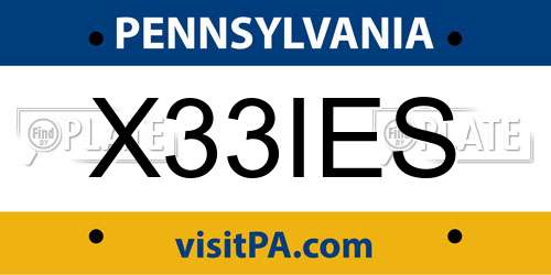 X33IES Pennsylvania License Plate