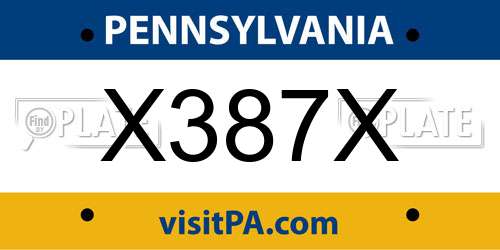 X387X Pennsylvania License Plate
