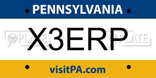 X3ERP Pennsylvania License Plate
