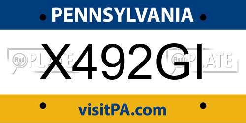X492GI Pennsylvania License Plate