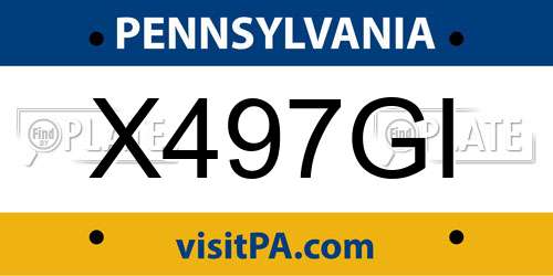 X497GI Pennsylvania License Plate