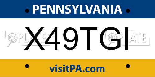 X49TGI Pennsylvania License Plate